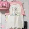 chaton chat neko t shirt femmes streetwear harajuku à motifs t shirt femme concepteur graphique bande dessinée vêtements