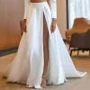 Jupe longue en Satin pour fête de mariage, ligne A, fente latérale haute, surjupe de mariée amovible, Train détachable, personnalisée, 2025