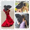 Éventail pliant en os de bambou, poudre scintillante, cadeaux de fête de mariage, éventail portatif pour spectacle de festival, éventail de danse coloré