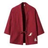 # veste kimono en coton et lin pour hommes, coupe vent de style chinois traditionnel, cardigan rétro, grande taille 5xl, printemps été 4206