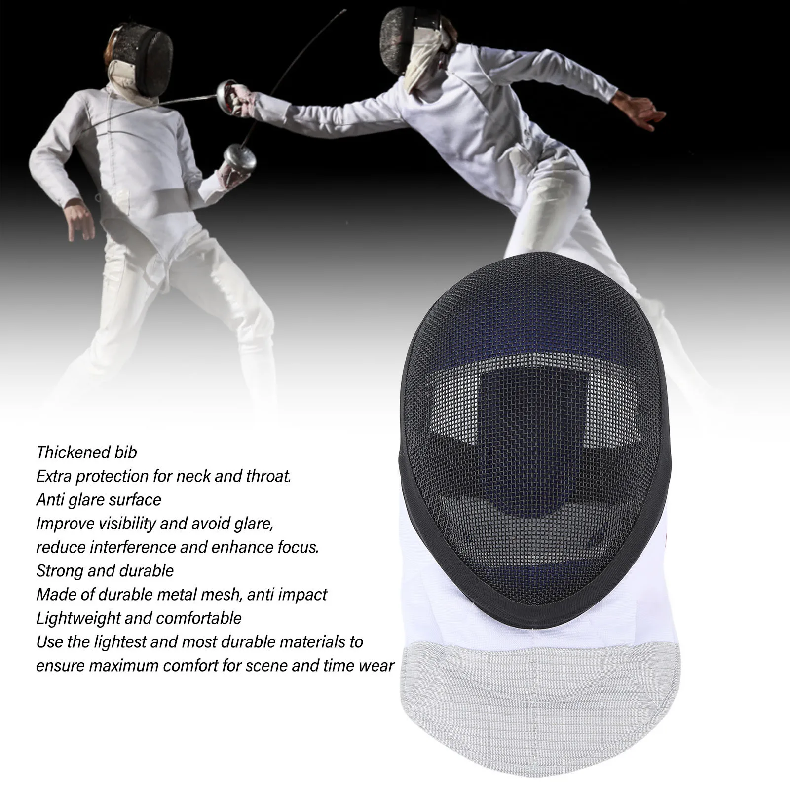 masque d'escrime masque de sport d'escrime casque de protection d'escrime avec bavoir rembourré pour la pratique quotidienne et la compétition noir masque d'escrime masque de sport d'escrime casque de protection d'escrime avec bavoir rembourré pour la pratique quotidienne et la compétition noir