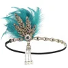 bandeau en plumes élégant et tendance des années 1920, bandeau de cheveux vintage pour mascarade, maquillage de fête, accessoires pour cheveux en diamant, spectacle sur scène