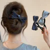 Pinces à cheveux torsadées avec nœud bleu pour femmes, épingle à cheveux droite en Denim exquise, Barrettes Vintage douces, accessoires pour cheveux polyvalents et décontractés Pinces à cheveux torsadées avec nœud bleu pour femmes, épingle à cheveux droite en Denim exquise, Barrettes Vintage douces, accessoires pour cheveux polyvalents et décontractés