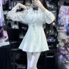 robe japonaise kawaii en dentelle avec nministériels d pour femme, esthétique, mode, slim, harajuku, streetwear, grunge, doux, chic, Éducatif, y2k