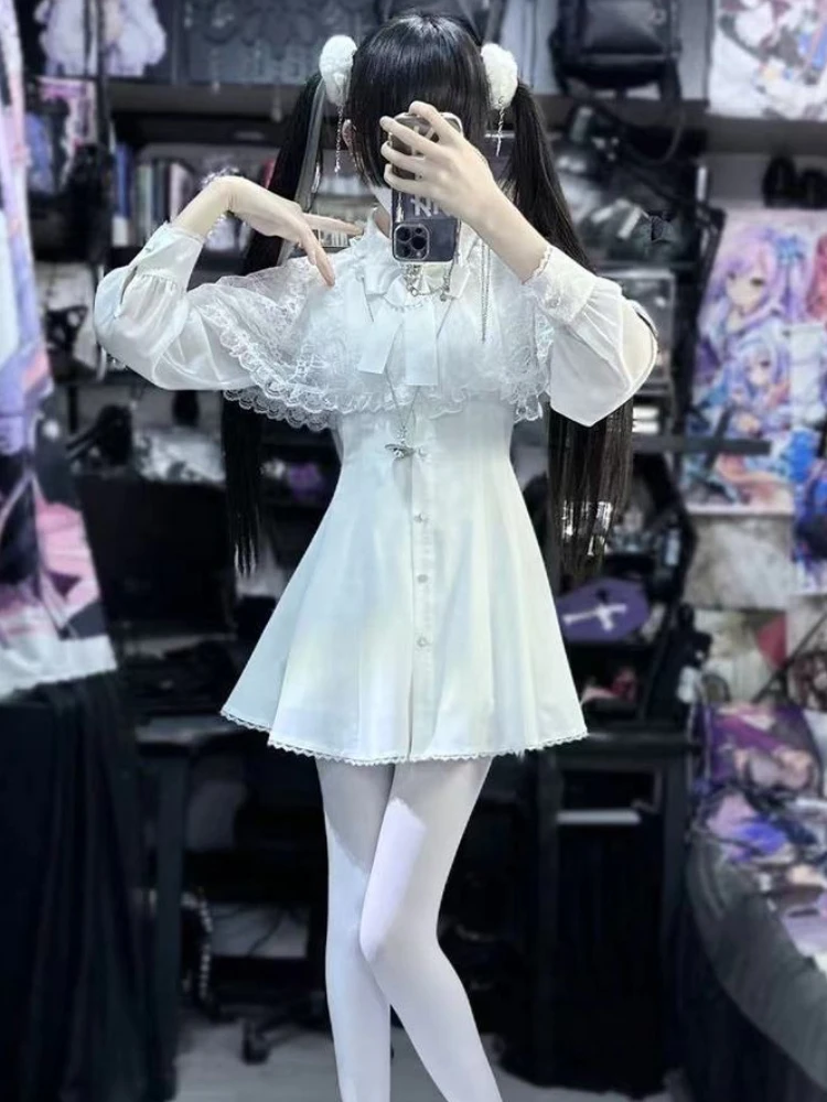 robe japonaise kawaii en dentelle avec nministériels d pour femme, esthétique, mode, slim, harajuku, streetwear, grunge, doux, chic, Éducatif, y2k robe japonaise kawaii en dentelle avec nministériels d pour femme, esthétique, mode, slim, harajuku, streetwear, grunge, doux, chic, Éducatif, y2k