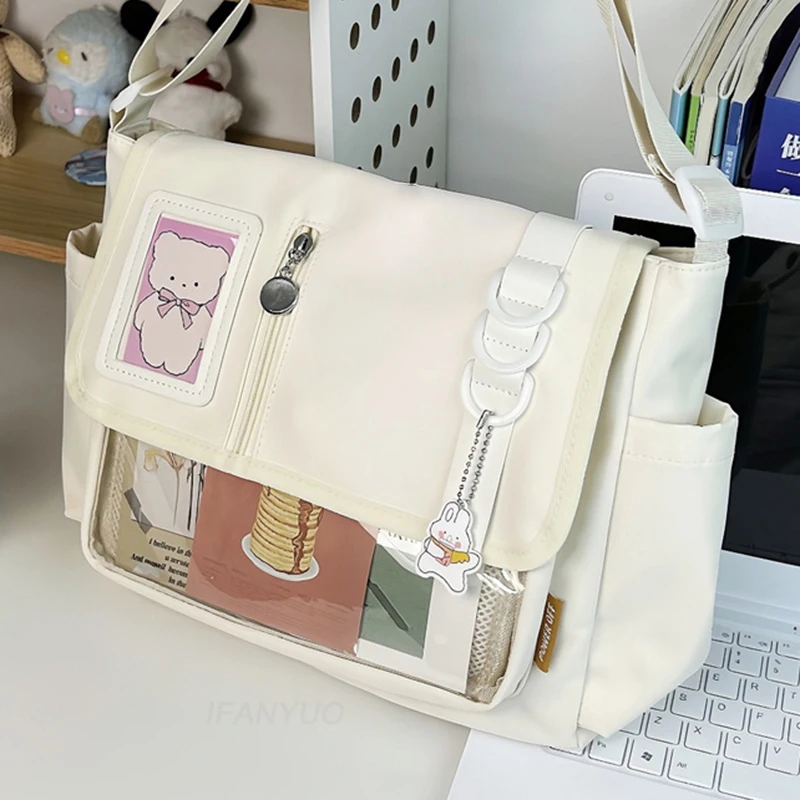 y2k sac d'École japonais harajuku pour adolescentes, à bandoulière itabag transparent, mignon, plaque d'affichage de danemark ges, diy, nouvelle collection y2k sac d'École japonais harajuku pour adolescentes, à bandoulière itabag transparent, mignon, plaque d'affichage de danemark ges, diy, nouvelle collection