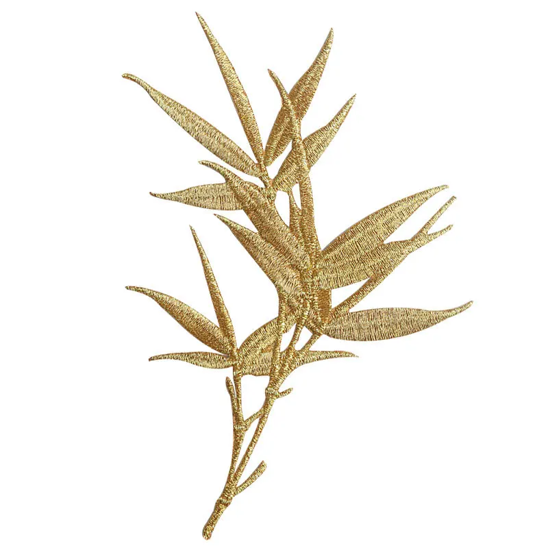 Écussons thermocollants brodés feuilles de bambou, style ethnique, bricolage pour ventilateur, boîte à bijoux, sac, jupe, colle arrière décorative Écussons thermocollants brodés feuilles de bambou, style ethnique, bricolage pour ventilateur, boîte à bijoux, sac, jupe, colle arrière décorative