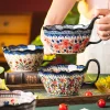 Bol en céramique à poignée japonaise peinte à la main, bols à salade Ramen et nouilles, bols à pâtes rétro, vaisselle de Restaurant domestique, nouveau 2025