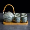 Bouilloire chinoise en céramique de Style japonais, ensemble de théière colorée sous glaçure peinte à la main avec Pot et tasses pour service à thé de Thanksgiving Bouilloire chinoise en céramique de Style japonais, ensemble de théière colorée sous glaçure peinte à la main avec Pot et tasses pour service à thé de Thanksgiving
