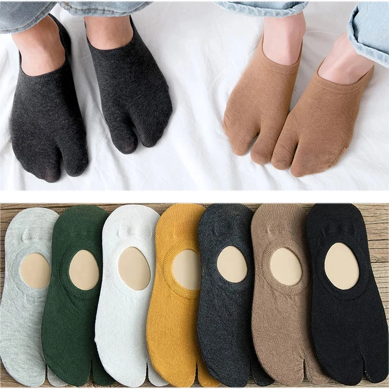 couple tabi chaussettes deux doigts coton peigné bateau chaussettes solide respirant deux orteils antidérapant invisible coupe basse chaussettes pour femmes hommes couple tabi chaussettes deux doigts coton peigné bateau chaussettes solide respirant deux orteils antidérapant invisible coupe basse chaussettes pour femmes hommes