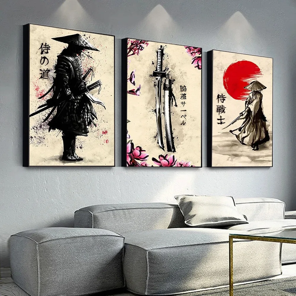 toile de peinture de samouraï japonais, affiches et imprimés de personnages d'art mural, image de décoration de maison pour salon et chambre à coucher, esthétique toile de peinture de samouraï japonais, affiches et imprimés de personnages d'art mural, image de décoration de maison pour salon et chambre à coucher, esthétique