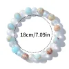 bracelet de perles aura quartz et sédiments océaniques, 1 pièce, unisexe, bijoux en cristal homopathique, apporte l'abondance, la prospérité