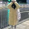 manteau coréen en coton pour femme, veste d'hiver longue et décontractée, style pain, vêtements d'extérieur, longueur aux genoux, pardessus coupe ample et confortable
