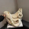 sac à bandoulière polyvalent de style coréen pour femme, sac en tissu de coton pur blanc, sac fourre tout à la mode, grande capacité, nouveau