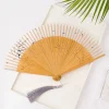 Éventail pliant rétro en soie pour femmes, style chinois et japonais, artisanat d'art, cadeau de danse, décor de chambre en bambou, ventilateur de refroidissement d'été en bois