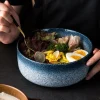 bol ramen en céramique de style japonais délicat, bol à nouilles instantanées simple et exquis, bol à soupe rétro qui ne se décolore pas pour la maison