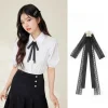 broche à nœud en biscuits avec ruban en dentelle noire pour femme, chemise élégante coréenne, accessoires de style collège britannique et japonais, nouveau