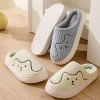 pantoufles d'intérieur pour femmes et hommes, automne hiver, semelle épaisse, chaussures chaudes en peluche pour couples, pantoufles de maison antidérapantes en coton pour hommes, dessin animé