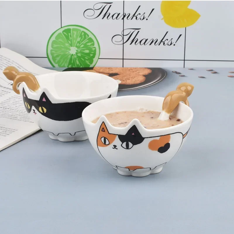 Filles en céramique de dessin animé coréen, bol de chat, bols à riz ménagers, petit déjeuner pour enfants, ustensiles de cuisine à domicile, vaisselle, 4 po Filles en céramique de dessin animé coréen, bol de chat, bols à riz ménagers, petit déjeuner pour enfants, ustensiles de cuisine à domicile, vaisselle, 4 po