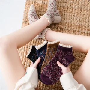 Chaussettes japonaises en dentelle pour filles, socquettes rétro florales pour femmes, style coréen, nouvelle collection Chaussettes japonaises en dentelle pour filles, socquettes rétro florales pour femmes, style coréen, nouvelle collection