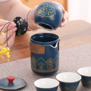 Service à thé de voyage en céramique avec boîte de protection avec boîte, coffret cadeau de thé Portable en porcelaine de Style chinois, service à thé Service à thé de voyage en céramique avec boîte de protection avec boîte, coffret cadeau de thé Portable en porcelaine de Style chinois, service à thé