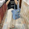 japonais mignon brodé snoopy épaule 가rétro polyvalent cowboy sac grande capacité sac fourre tout portable banlieue 가
