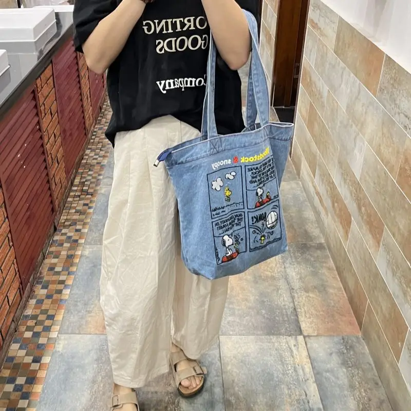 japonais mignon brodé snoopy épaule 가rétro polyvalent cowboy sac grande capacité sac fourre tout portable banlieue 가 japonais mignon brodé snoopy épaule 가rétro polyvalent cowboy sac grande capacité sac fourre tout portable banlieue 가