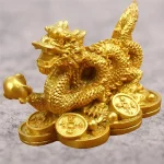 Statuette de dragon de bon augure chinoise dorée, sculpture Feng Shui, décoration de maison, salon, chambre à coucher, bureau, dragon