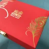 ensemble de bijoux doré dragon et phénix, boîte de rangement en velours rouge, bracelet, collier, coffret cadeau, grande capacité, vintage