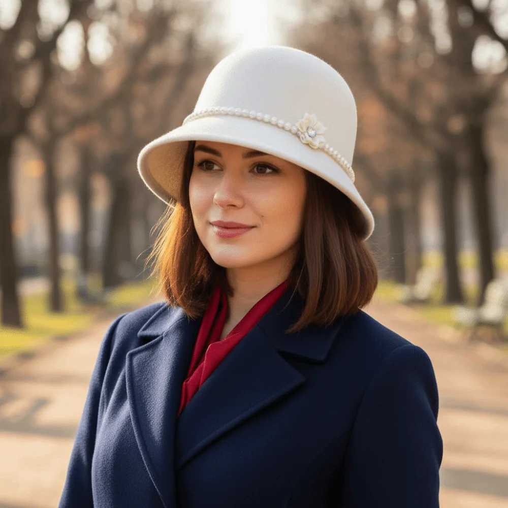 chapeau de pêcheur élégant en perles et fleurs, couleur unie, style français, hepburn, seau chaud en laine, funéraire chapeau de pêcheur élégant en perles et fleurs, couleur unie, style français, hepburn, seau chaud en laine, funéraire