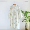 peignoir kimono japonais 2025 coton pour femme, simple, imprimé, observateur, vêtements de maison, printemps/Été, 100%