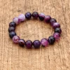 bracelets en onyx violet pour femmes, perles de bouddha, accessoires ethniques pour hommes, cadeau de saint valentin
