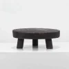 plateau en bois carbonisé de style wabisabi, ornements de décoration de maison ancienne, plateau à thé rond pour salon et décoration de table basse