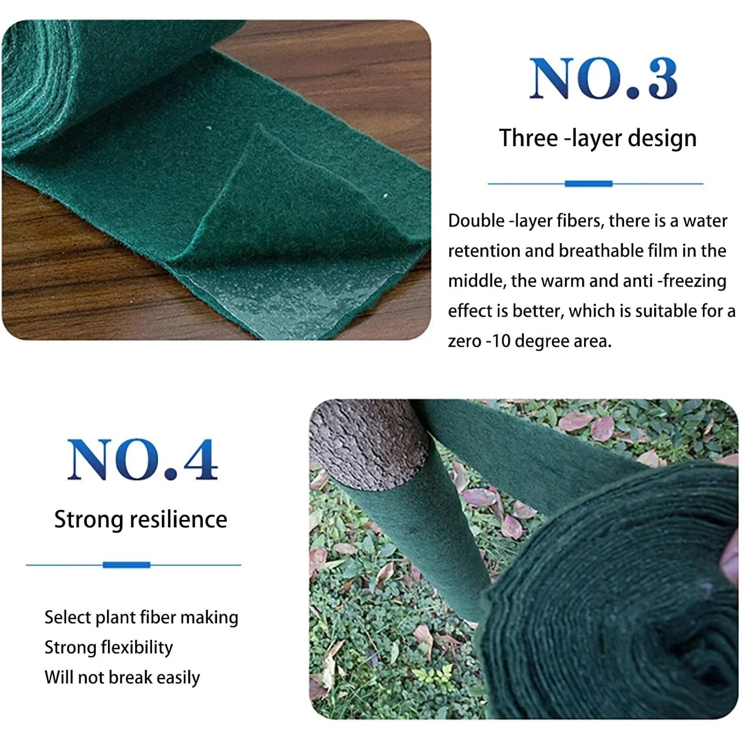 enveloppes de protection d'arbre à 3 couches, emballage de bandage de plantes d'enveloppe de protection résistante à l'hiver, bandage de protection de plantes d'enveloppe de coffre d'arbre enveloppes de protection d'arbre à 3 couches, emballage de bandage de plantes d'enveloppe de protection résistante à l'hiver, bandage de protection de plantes d'enveloppe de coffre d'arbre
