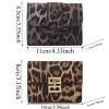 pochette pour pièces de monnaie portable imprimé léopard, portefeuille texture plusieurs cartes, porte monnaie carré court, sac pour cartes en pu de style coréen classique pour rencontres