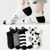 5 paires de chaussettes mignonnes en coton pour femmes et filles, chaussettes basses amusantes brodées Kawai, chaussettes à la cheville, cadeaux scolaires pour filles Harajuku