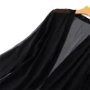 kimono en soie naturelle pour femmes, long cardigan, châle, blouse, été, plage, couleurs unies, 100%, mm148