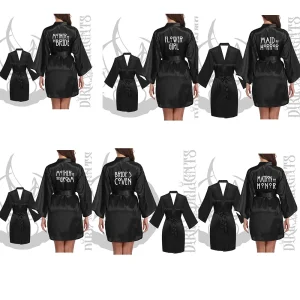 Robes gothiques pour enterrement de vie de jeune fille, Badass, demoiselle d&rsquo;honneur, Coven, horreur, mariée pour être Halloween, Kimono, accessoires de mariage gothiques, cadeaux