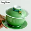 gaiwan filles à thé en porcelaine vert Émeraude de 150ml, boutique avec kit de couvercle s/05, soupière, couvercle de brassage, artisanat de cérémonie du thé