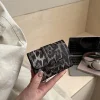 Pochette pour pièces de monnaie Portable imprimé léopard, portefeuille Texture plusieurs cartes, porte-monnaie carré court, sac pour cartes en PU de Style coréen classique pour rencontres