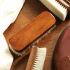brosse à chaussures en laine, soins du cuir, vernis à chaussures, nettoyant pour bottes, soins de chaussures, brosse à chaussures multifonctionnelle en laine douce avec manche en bois