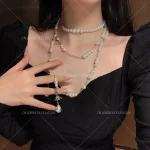 Collier multicouche élégant à franges en perles, Niche haut de gamme, sensation asymétrique, chaîne de cou drapée, collier Vintage tendance Collier multicouche élégant à franges en perles, Niche haut de gamme, sensation asymétrique, chaîne de cou drapée, collier Vintage tendance