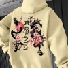 sweat à capuche imprimé koi pour hommes, style japonais, à la mode, pour jogging en plein air, décontracté, rue, harajuku, automne et hiver