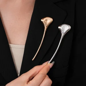 Broche de feuilles de Ginkgo en métal brillant exquis, broches de feuilles simples, épingles de Corsage FSuit, accessoires, bijoux de fête, cadeau d&rsquo;anniversaire