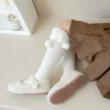 Harajuku – chaussettes Tube longues en laine d&rsquo;agneau, bonneterie en coton et peluche, accessoires en tissu de Style coréen, chaussettes à nœud pour tout-petits, automne et hiver