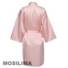 robe de mariée d'équipe de fête de mariage avec lettres noires, pyjama kimono en satin, peignoir de demoiselle d'honneur sp2000