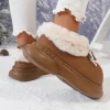 japonais doux nœud papillon moelleux bottes de neige femmes imperméable gros orteil coin bottes d'hiver femme semelle épaisse chaud coton rembourré chaussures