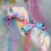 bandeau licorne arc en ciel, couvre chef pour enfants, simulation de princesse, filet de fleurs, accessoires de style dessin animé pour enfants