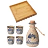 chauffe vin japonais, pot à saké, ensemble de tasses en céramique faites à la main, pot de distribution de vin antique, pot chaud vintage baijiu, tasse à spiritueux