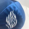 kippah en velours juif avec broderie de feu pour hommes, chapeau yamaka kippot bleu royal gris 18cm